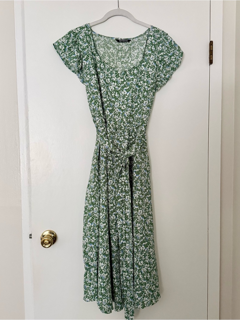 Bloomchic Green Floral Tie-Waist Midi Dress